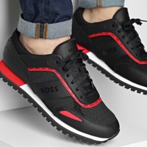 Boss Black Sneakers with Red Accent